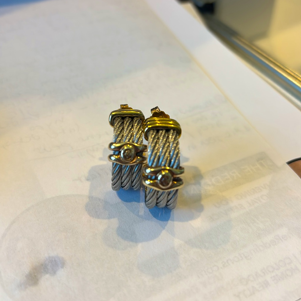 Charriol Silver And Gold Geometric Earrings 750$